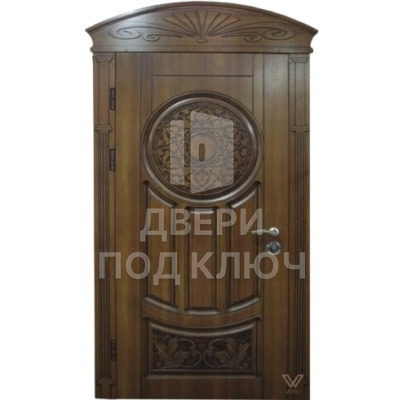 Одностворчатая дверь с аркой и отделкой филенчатым МДФ в дом ДПК-11708